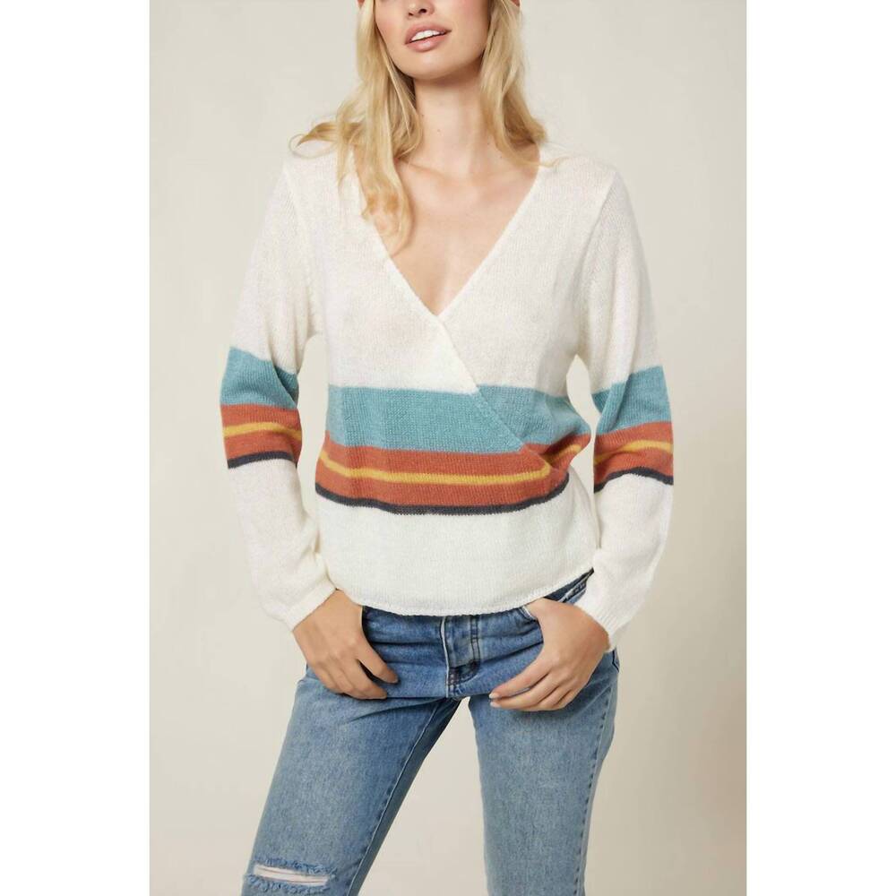 NEW O'NEILL wrap it up stripe sweater in winter white